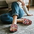 thumbnail image 3 of COEQINE Camouflage Red Womens Warm Slippers Portable Indoor Sandals Red Camo Flannel House Slides Open Toe Bedroom Slippers Machine Washable Women Footwear for Hotel Business Trip, 44-45, 3 of 7