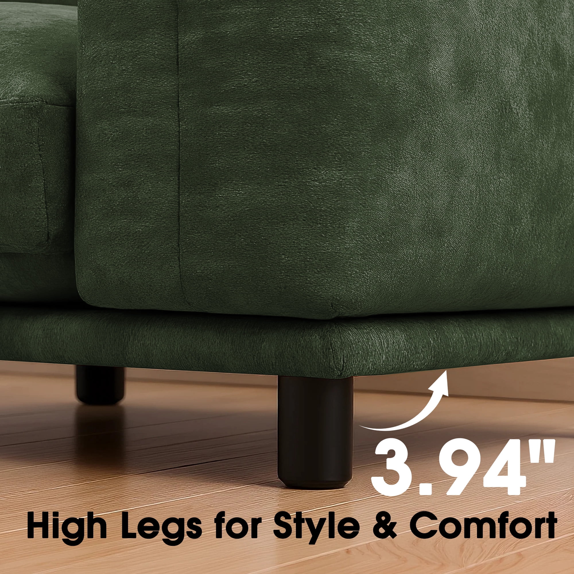 Advwin 75" Oversized Chenille Loveseat Sofa, Modern Cloud Couch with Thick Cushions for Living Room, Bedroom, Apartment, Small Spaces, Green