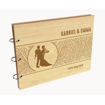 Darling Souvenir Personalized Engraved Laser Cut Wedding Guest Book Wooden Cover Sign-in Book Registry Guestbook Scrapbook-LK