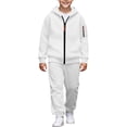 thumbnail image 2 of Kezqiaxn Boys Sweatsuit 2 Piece Matching Set Casual Long Sleeve Zip up Hoodie and Sweatpants with Pockets Boys Outfits Size 4-15, 2 of 10
