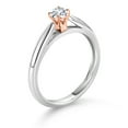 thumbnail image 3 of Gem Stone King 925 Silver and 10K Rose Gold White Lab Grown Diamond Solitaire Engagement Ring for Women (0.17 Cttw, Gemstone April Birthstone, Round 3.5MM, Size 7), 3 of 4