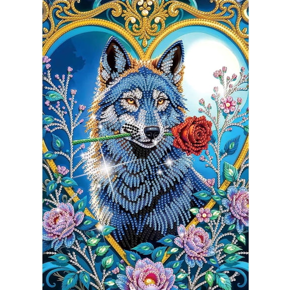 Wolfdog Diamond Painting Kits,5D DIY Diamond Art Kits for Adults for Home Decoration and Gift Selectionļ¼12x16in
