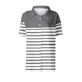 thumbnail image 4 of XPMWRP Casual Striped Printed Tops for Women Button Down V Neck Collared T Shirts Comfy Loose Fit Summer Blouse Gray XL, 4 of 6