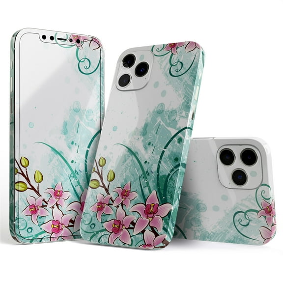 DesignSkinz Pink & Green Watercolor Floral Full-Body Skin Decal Wrap Cover for iPhone 16