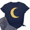 thumbnail image 6 of Penkiiy Happy Ramadan Tops Blouse for Women Women's Graphic Tees Moon Print Short Sleeve Round Neck T Shirts Tops S Navy, 6 of 6