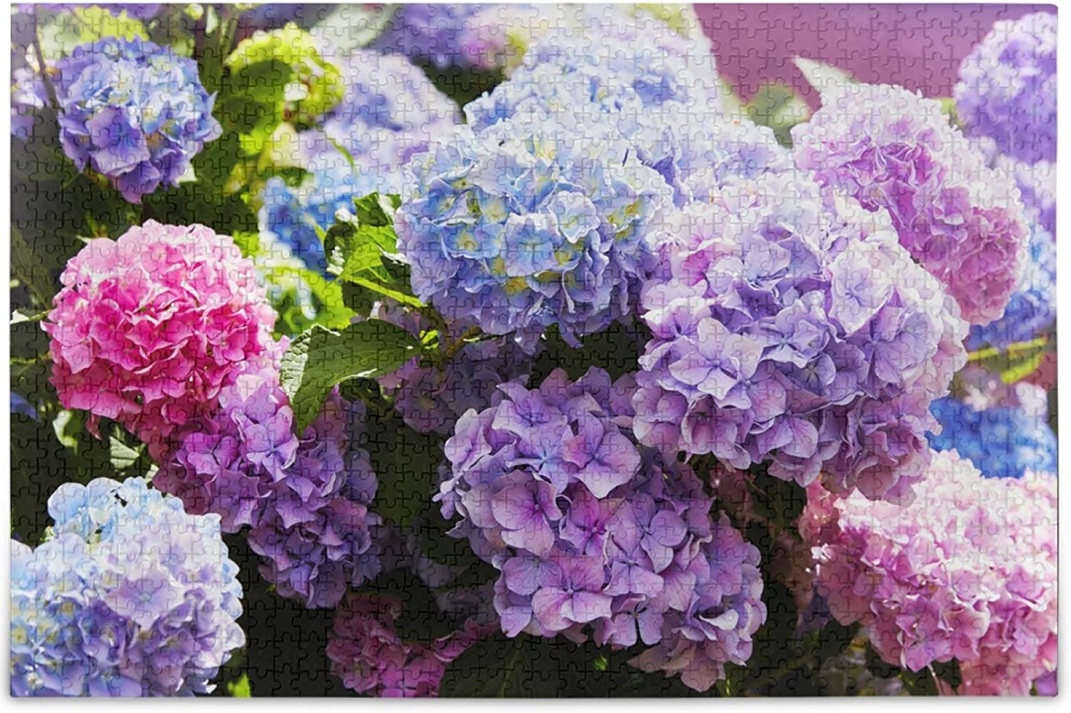 Pink Blue Hydrangea Jigsaw Puzzle Spring Purple Flowers 500 Pieces