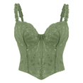 thumbnail image 4 of Fiaer Lace Corset for Women V Neck Bustier Tops with Underwired Racerback Adjustable Strap Crop Top Green XL, 4 of 4