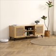 Oak TV Rattan Storage Perfect for Family Room 51.2"