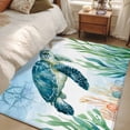 thumbnail image 4 of Ocean Blue Area Rugs 4x6 ft Turtle Starfish Compass Seagrass Coral Coastal Washable Rug Non Slip Indoor Carpet Absorbent Floor Mat for Living Room Bedroom Dining Room, 4 of 9