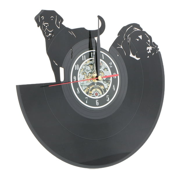reloj de pared decorativo de vinilo decorativo reloj estilo retro batería de cachorro 2 Puppy 2 Sunnimix Reloj de pared retro del registro