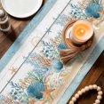 thumbnail image 3 of Starfish Coastal Table Runner 108 Inches, Summer Ocean Blue Coral Conch Seagrass Bed Runner Dresser Scarves Tabletop for Indoor Outdoor Parties/Ceremony/Banquet, 13"x 108", 3 of 9