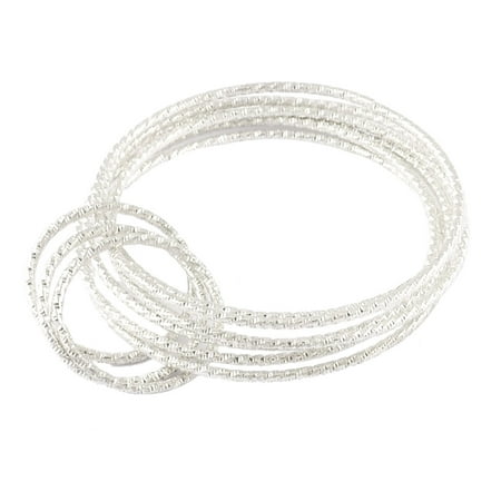 Bangle Silver Ring - Metal Silver Tone Multi Leyar Twisted Circle 6 Ring Bangle for