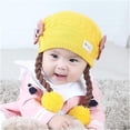 thumbnail image 2 of Gorros para bebés recién nacidos, gorros pequeños bonitos, gorro para niñas, gorro de lana tejido cálido para otoño e invierno, para bebés de 6 a 18 meses (amarillo), 2 of 5