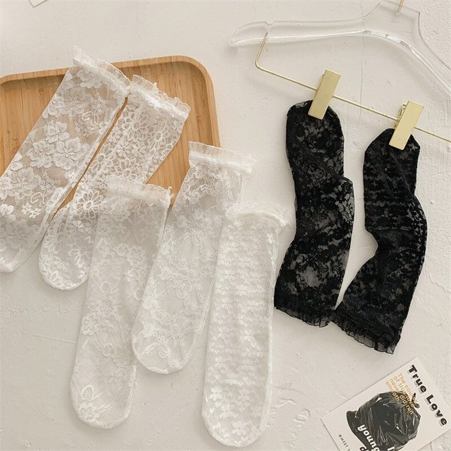 New Style Children's Baby Lace Socks Tube Girl Socks Princess Lace Mesh Summer Fashion Lace Knee High Socks12one size (1-8years) He Qiyong unisex