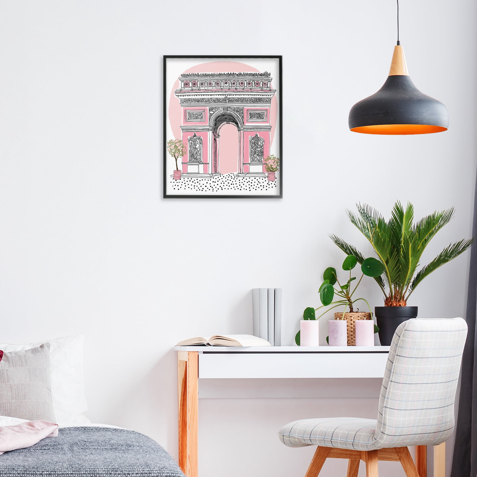 Stupell Industries Pink Neoclassical Archway Black Framed Giclee Art, design by Jess Stempel