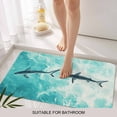 thumbnail image 6 of Ocean Shark Doormat Outdoor Entrance 24"x36", Teal Green Wave Summer Beach Coastal Absorb Moisture Dirt Door Mats, Non-Slip Rubber Backing Floor Mats Indoor, Low-Profile Front Door Rugs, 6 of 9