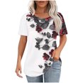thumbnail image 1 of Staron Blouses d'Été pour Femmes Décontractées Manches Courtes Tunique Ample Mode Col Rond Plissé Basique Tendance, 1 of 5