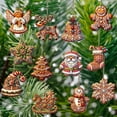 thumbnail image 4 of Gingerbread Pendant Wooden Christmas Ornament Santa Claus Gingerbread Men Hanging Decor for Christmas Tree Mantel, 4 of 7