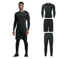 thumbnail image 2 of Tao Tao 3Pcs Men's Workout Set Compression Leggings Shorts Shirt Long Sleeve Top For Running Gym Clothing Sets Black S, 2 of 6