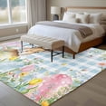 thumbnail image 4 of 8'x10' Area Rugs, Easter Indoor Outdoor Area Rug for Living Room Bedroom, Spring Rabbit Eggs Seasonal Flowers Blue Lattice Washable Bathroom Rugs Kitchen Floor Carpet Mats Home Decor Aesthetic, 4 of 8