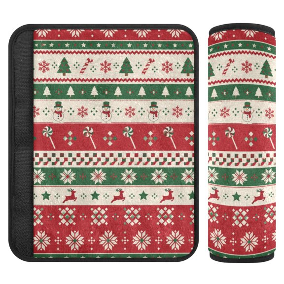 Seat Belt Cover 2 Pack Soft Xmas Pattern Printed Seatbelt Cover Car Seat Strap Shoulder for All Cars