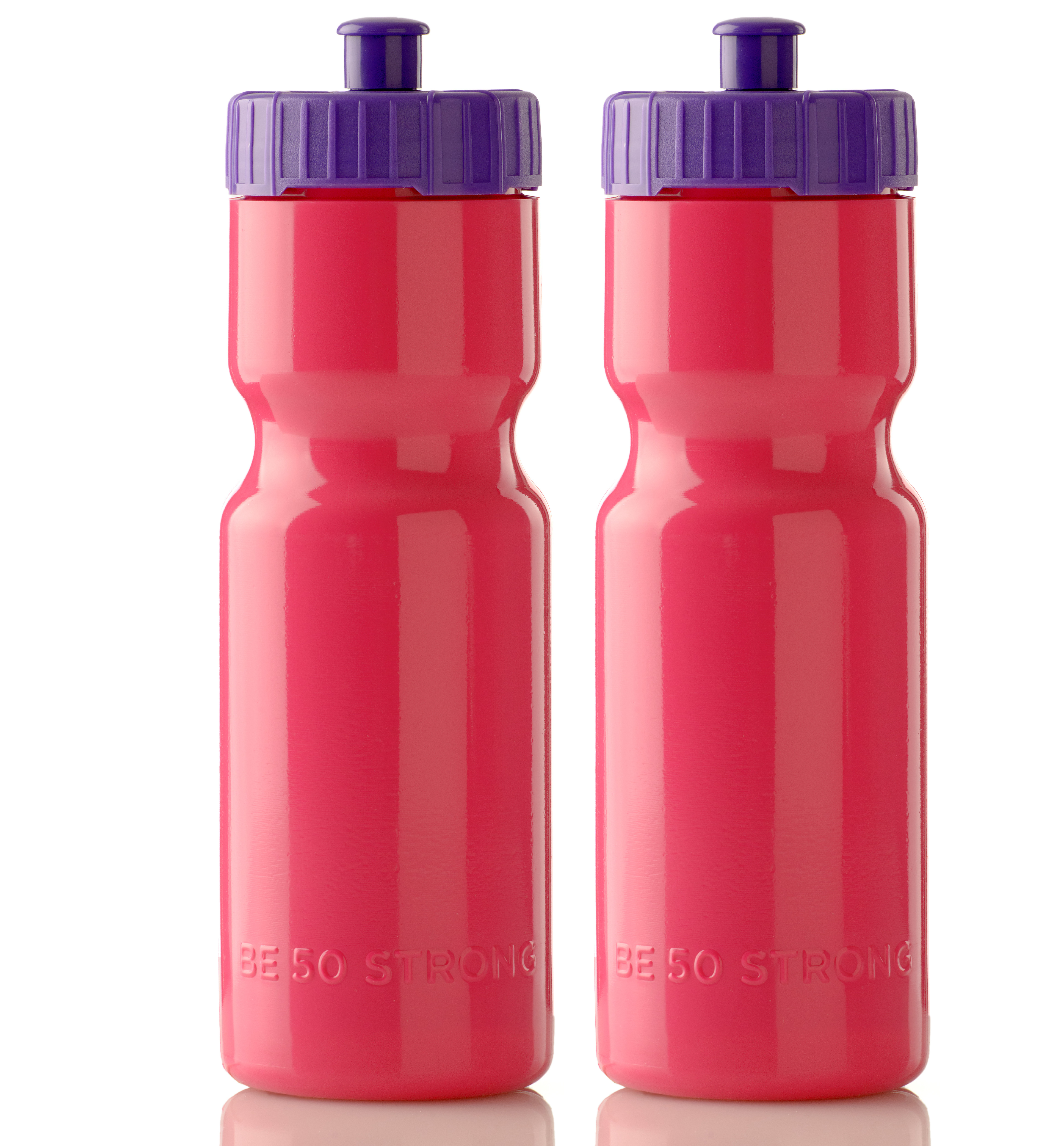 50 Strong Sports Squeeze Water Bottle Two Pack 22 oz. Bottles BPA
