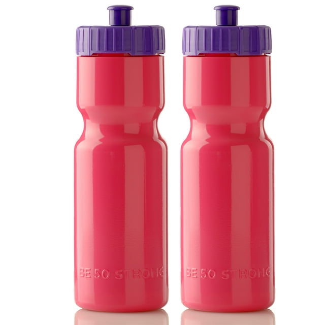 50 Strong Sports Squeeze Water Bottle Two Pack 22 oz. Bottles BPA