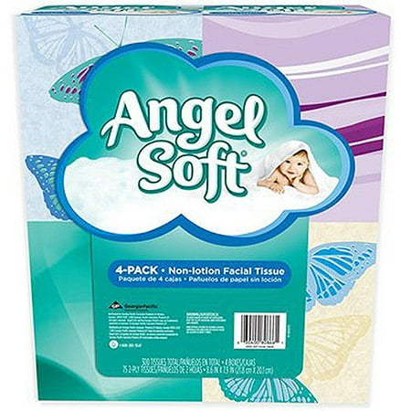 Angel Soft Facial Tissue, 4-Pack, White, 75ct. each