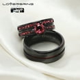 thumbnail image 5 of His and Hers Wedding Ring Sets Couples Rings Black Gold Plated Round Red Ruby Cz Stainless steel band, 5 of 7
