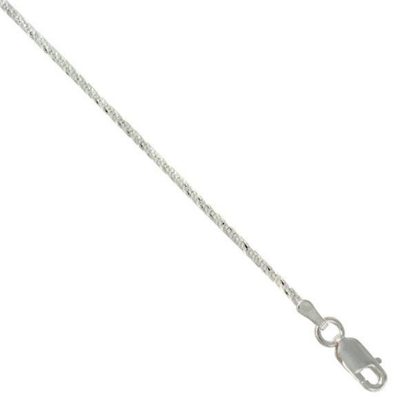 925 Sterling Silver Italian Diamond Cut Sparkle Snake Chain Necklace 1.4mm