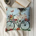 thumbnail image 3 of YINGXI  Outdoor Throw Pillow Cushion Cover, A Woman Riding Vintage Inspired by Romantic Theme Bike Spring Time Flowers in Basket Art, Decorative Square Accent Pillow Case, Green and Blue 12x12in, 3 of 5