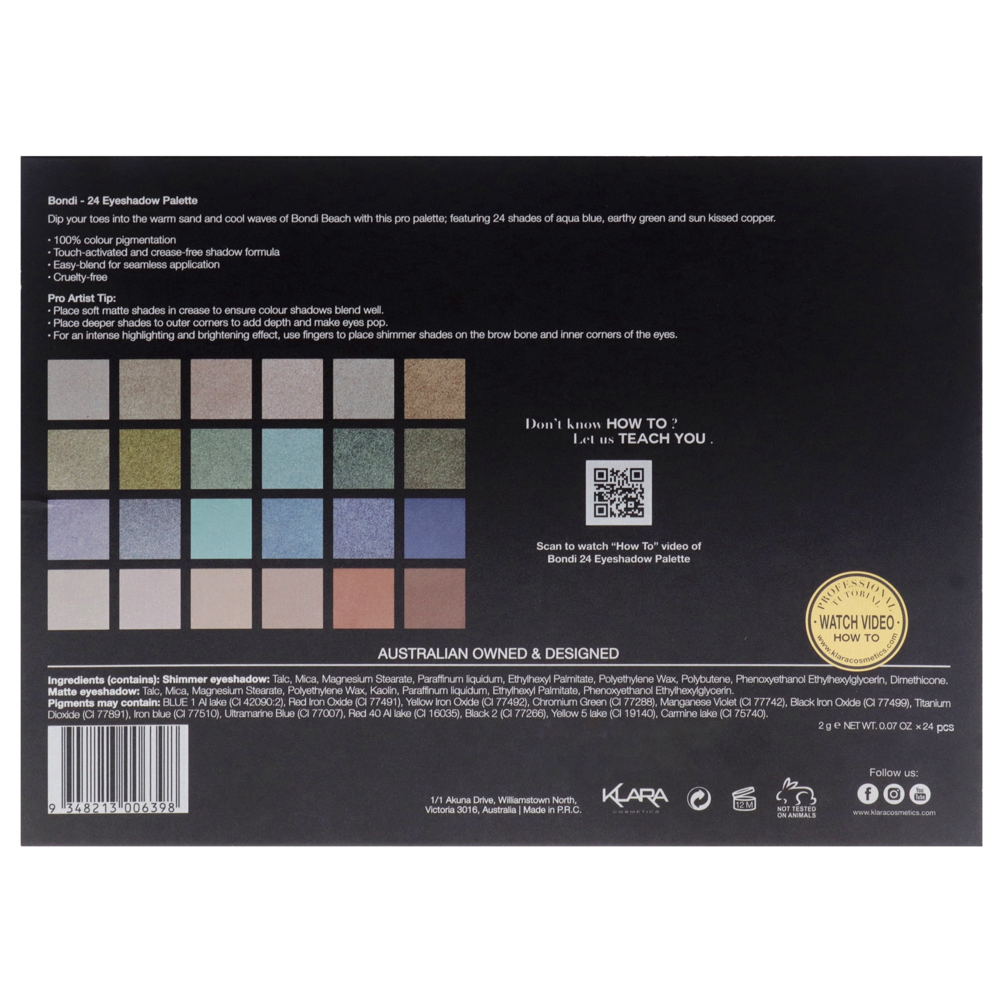 Klara 24 Eyeshadow Palette - Bondi , 1.68 oz Eye Shadow