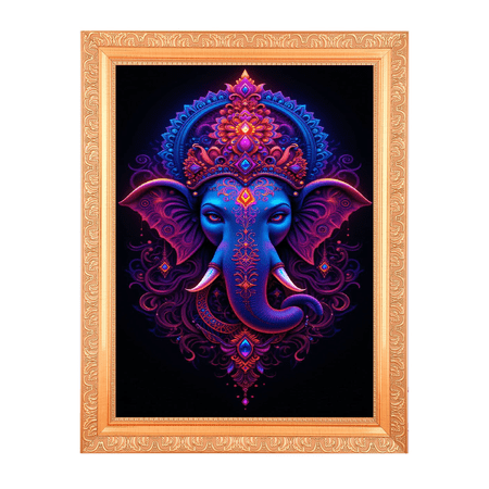 Divine Ganpati Alluring Art Digital Print Photo In Wallhanging Artwork Frame {11 x 14 Inches} OR {27.94 X 35.56 Cm's} Religious Gifting