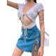 thumbnail image 3 of TRKIYQC - Camiseta de manga corta con encaje para mujer TRKIYQC  moderno, 3 of 9