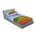 thumbnail image 2 of Ambesonne Colorful Fitted Sheet & Pillow Sham Set, Poppy Field Landscape, Twin, Multicolor, 2 of 2