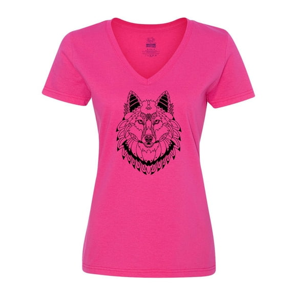 Inktastic Tribal Wolf Head Women's V-Neck T-Shirt