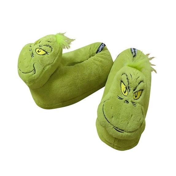 Dr. Seuss "The Grinch" Christmas Pajama - Adults Sleepwear Sets, Grinch Slippers, Size: Medium - 9/10