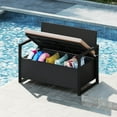 thumbnail image 5 of Costway Patio Storage Bench Wicker Loveseat with Built-in Storage & Long Seat Cushion Black, 5 of 9