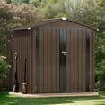 thumbnail image 2 of ModFusion 6' x 4' Odorless & Waterproof Shed & Outdoor Storage: 2 Door, Lock, Vent Window, Gable Roof, Large Galvanized Metal, Ideal for Storing Trash Bin, Sports and Recreational Equipment, Brown, 2 of 11