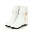 thumbnail image 6 of Miluxas Womens Round Toe Zip Boots Fashion Wedge Low Heel Ankle High Boots White 9.5(43), 6 of 9