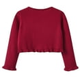 thumbnail image 4 of Mercatoo Toddler Baby Girls 𝗕olero 𝗦hrugs Cardigan Buttton Knit Cherry Embroidery 𝗥uffle Sweater Round Neck Fall Coat, 4 of 4
