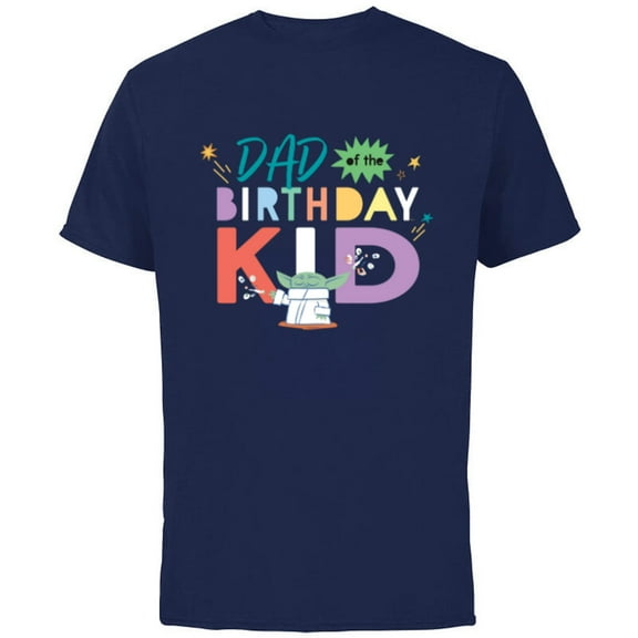 Star Wars Grogu Mandalorian Toon Dad of the Birthday Kid - Short Sleeve Cotton T-Shirt for Adults - Customized-Navy