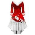thumbnail image 3 of WILLBEST Vestidos Cortos Para Mujer Vestido Elegante Informal De Fiesta Con Cuello En V Y Manga Larga Con Estampado De Papá Noel Para Mujer, 3 of 3