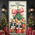thumbnail image 2 of Christmas Door Cover Banner Corgi Dog Bow Bell Design Merry Christmas Banners Background for Winter Holiday Xmas Party Decoration, 2 of 9