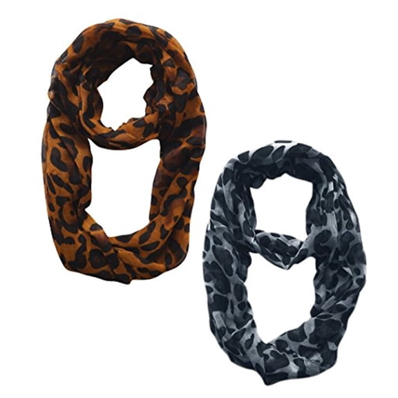 Women's Retro Fashion Two Tone Animal Print Infinity Loop Scarf