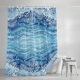 thumbnail image 4 of Summer Ocean Coral Shower Curtain, 36" x 72", Nautical Coastal Watercolor Blue Teal Sea Waves Waterproof Bathroom Curtain Washable Shower Curtain Set with 12 Hooks, 4 of 8
