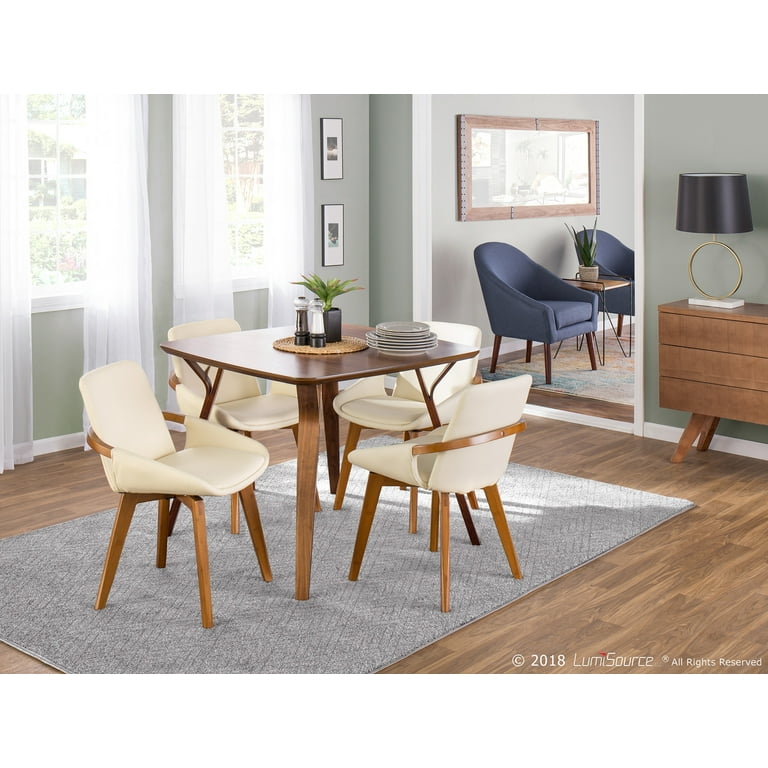 Cosmo Mid Century Chair in Walnut and Cream Faux Leather by