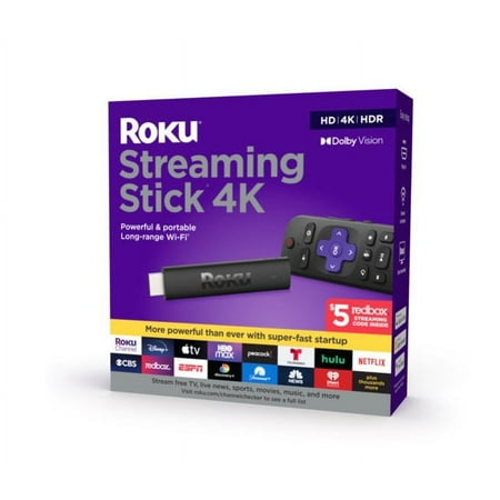 Restored Roku 3820RW Streaming Stick 4K Device 4K/HDR/Dolby Vision with Voice Remote and TV Controls (Refurbished)