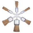 thumbnail image 3 of Mixiflor Juego de 18 cepillos de alambre para taladro, 6 tamaños, rueda de alambre prensado recubierta de latón de 0,012 pulgadas para taladro, vástago de 1/4 pulgadas para accesorio de taladro, 3 of 5