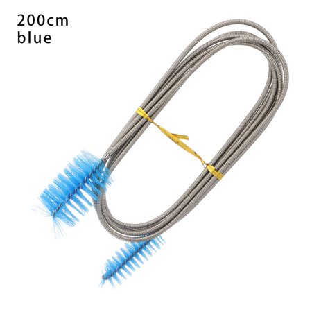 45/90/155/200cm Portable Stainless Steel Spiral Handle Aquarium Accessories Pipe Cleaner Flexible Tube Brush Cleaning Tools Hose Brush BLUE 200CM